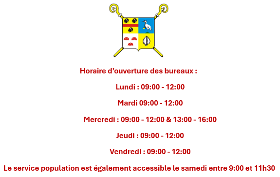 Horaire d'ouverture des bureaux