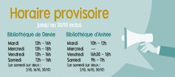 Horaires provisoires pour les bibliothèques