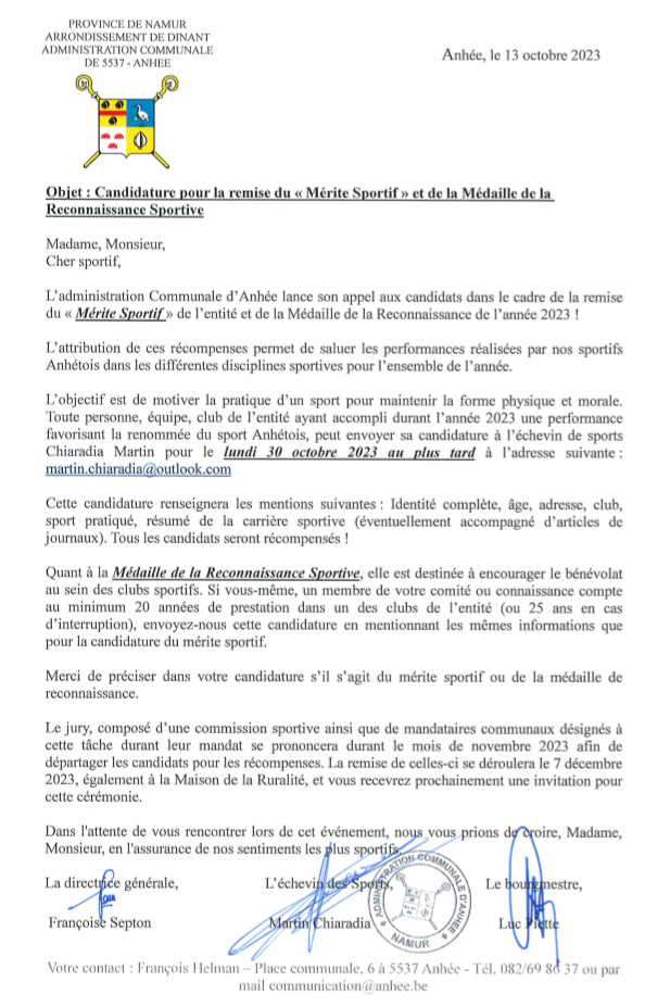 Mérite sportif 2023