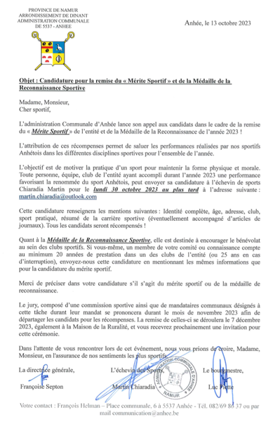 Mérite sportif 2023
