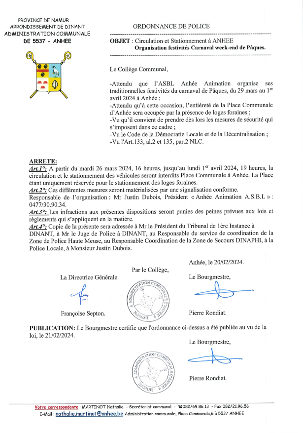 Organisation carnaval Anhée