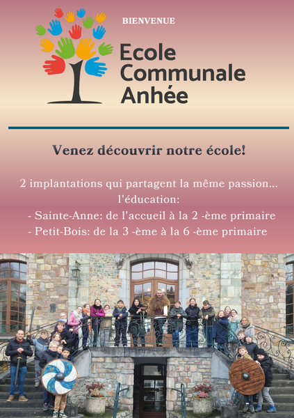 Flyer présentation école Anhée 2026-2027